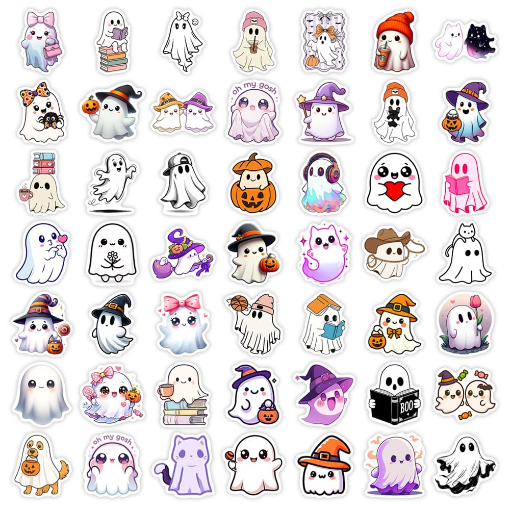 Stickers de Halloween Kawaii – Fantasmas y Diseños Tiernos